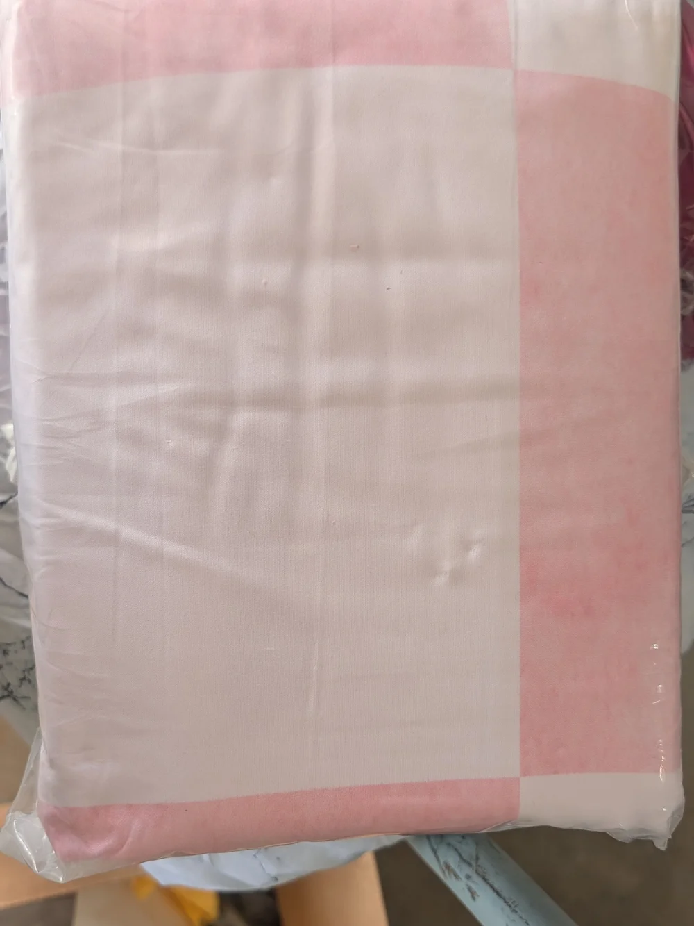 Pink Bowknot Kids Checkered Duvet Cover Set - White & Light Pink